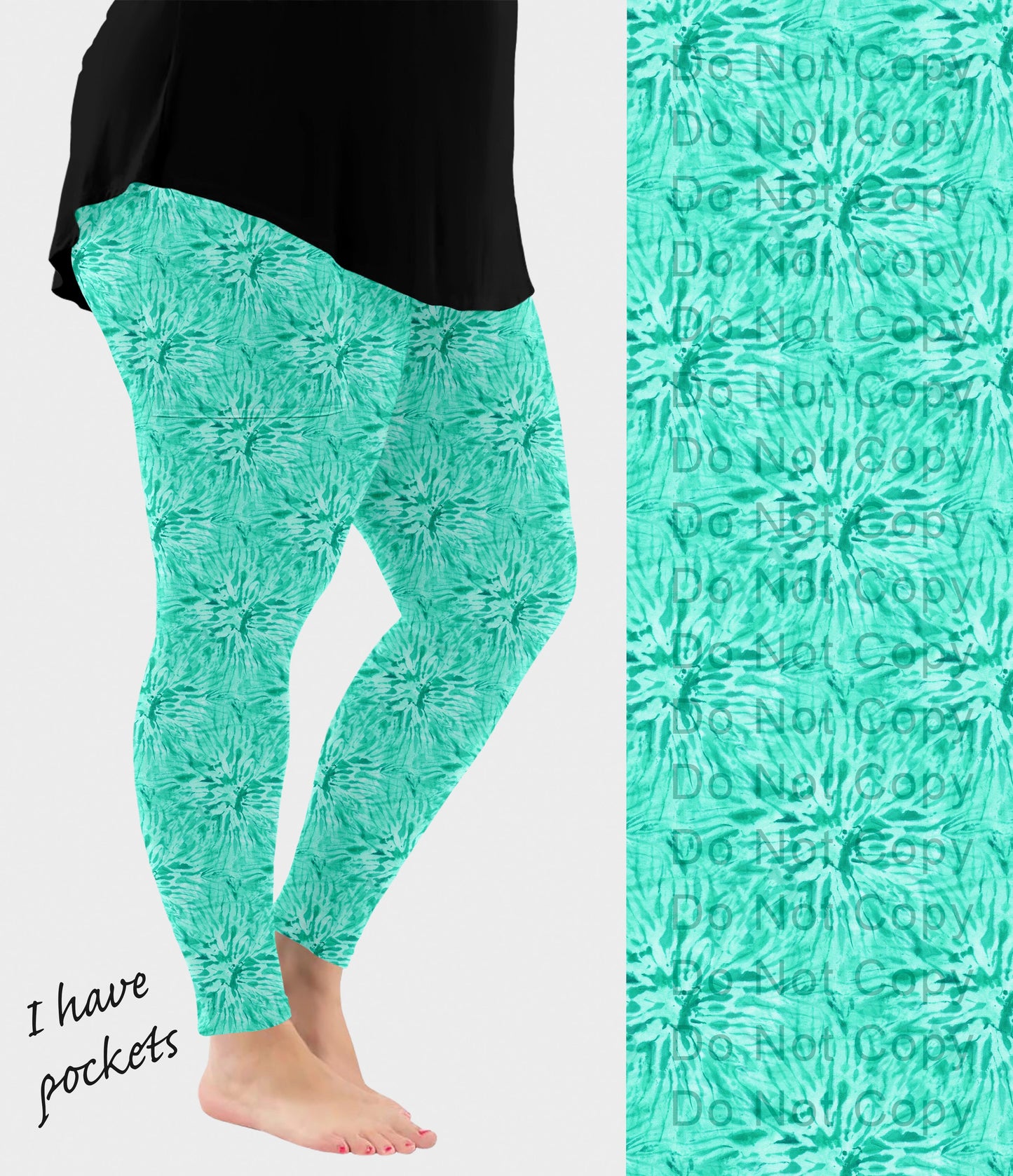 RTS - Mint Tie Dye Leggings with Pockets