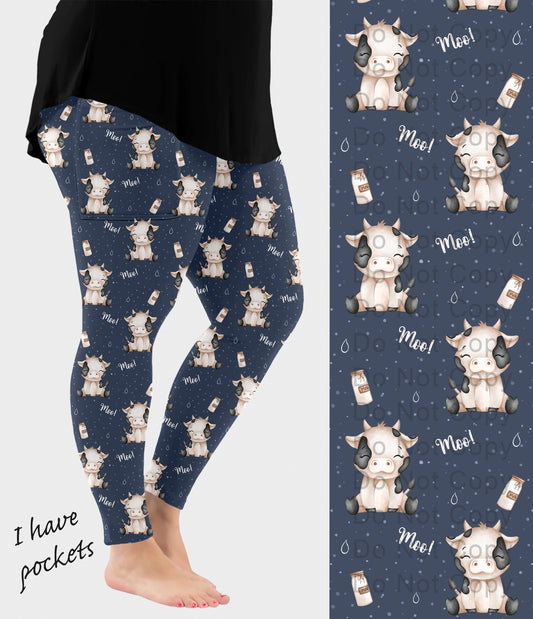 RTS - Moo Cows Leggings with Pockets