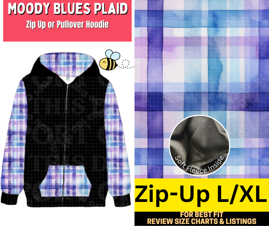 Moddy Blues Plaid Zip-Up Hoodie