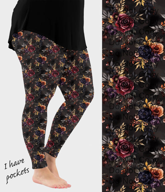 RTS - Moody Floral Leggings w/ Pockets - Alonna's Legging Land