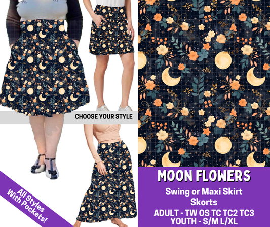 Preorder! Closes 5/27. ETA Aug. Moon Flowers Combo Skort/Skirt Lengths