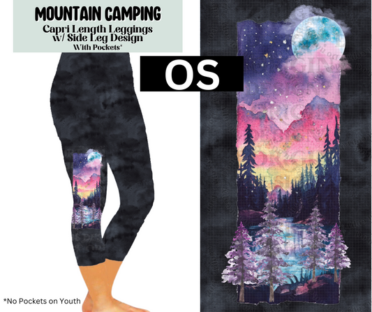 Mountain Camping Capri Leggings w/ Side Leg Designs