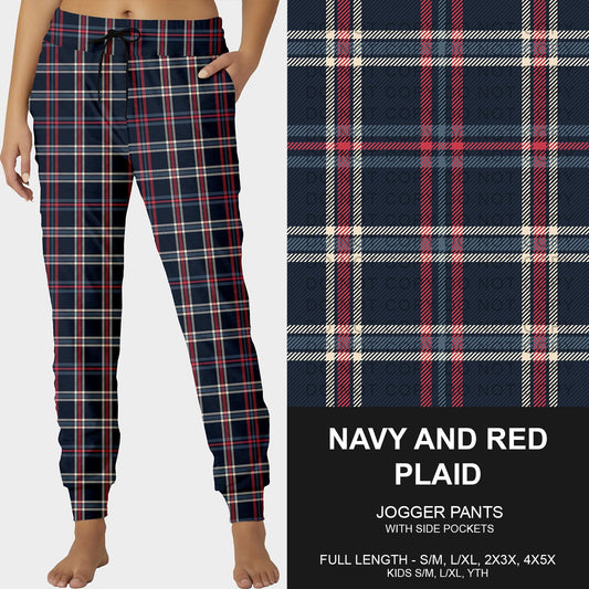 B254 - Preorder Navy and Red Plaid Joggers (Closes 10/05. ETA early Dec.)