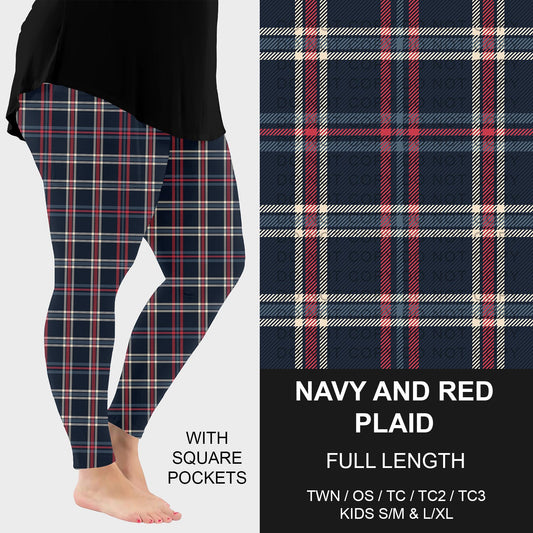 B254 - Preorder Navy and Red Plaid Leggings w/ Pockets (Closes 10/05. ETA early Dec.)