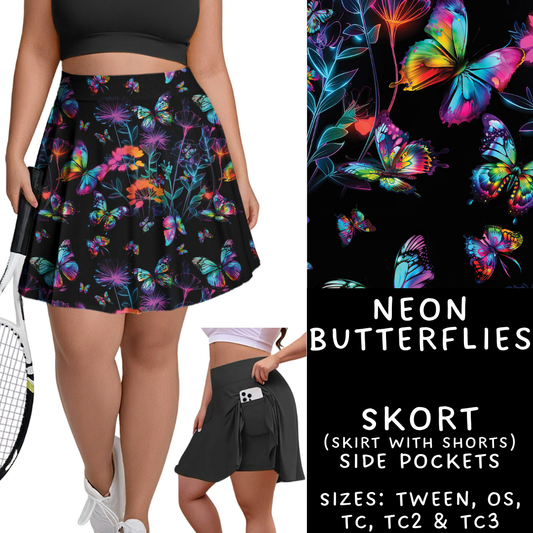 Batch #347 - Fun Run 11 - Closes 5/29 - ETA mid/late July - Neon Butterflies Skort