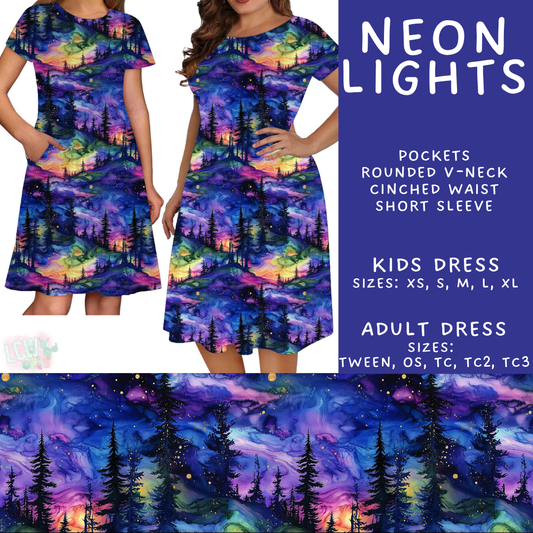 Batch #548 - May Request Run - Closes 6/26 - ETA late August - Neon Lights Adult & Kids Dresses