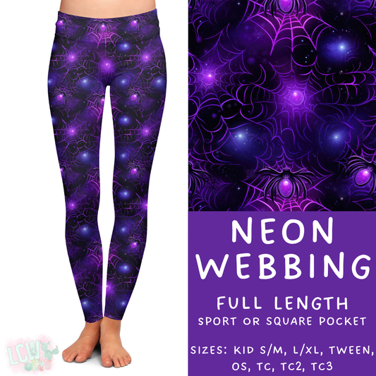 Ready To Ship - Neon Webbing Full Length Leggings - Sport Pocket TC