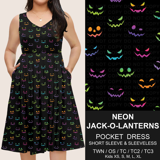 B302 - Preorder Neon Jack-O-Lanterns Pocket Dress (Closes 7/24. ETA: early Oct)