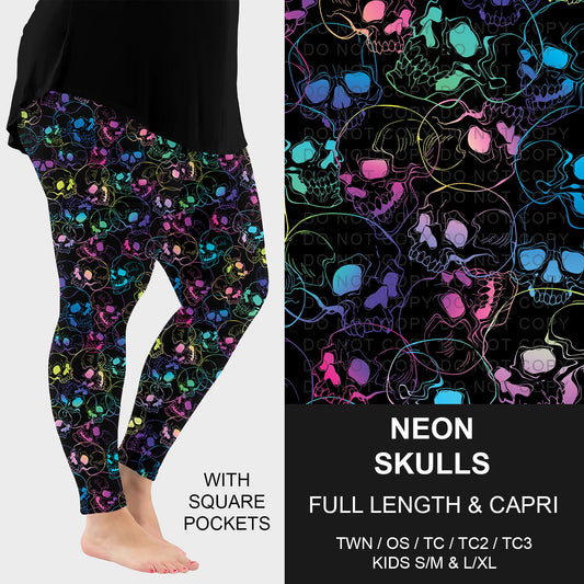 B252 - Preorder Neon Skulls Leggings w/ Pockets (Closes 9/21. ETA: mid Nov.)