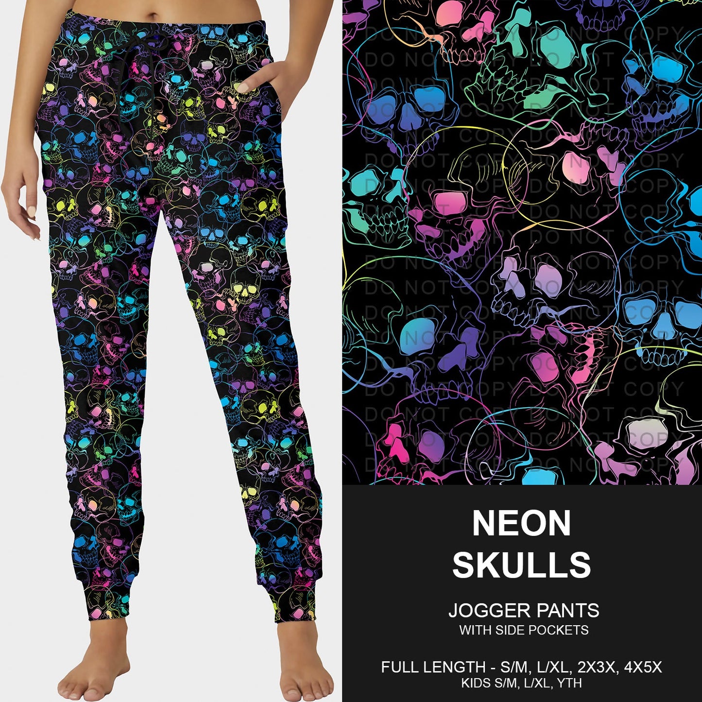 B252 - Preorder Neon Skulls Joggers (Closes 9/21. ETA mid Nov.)