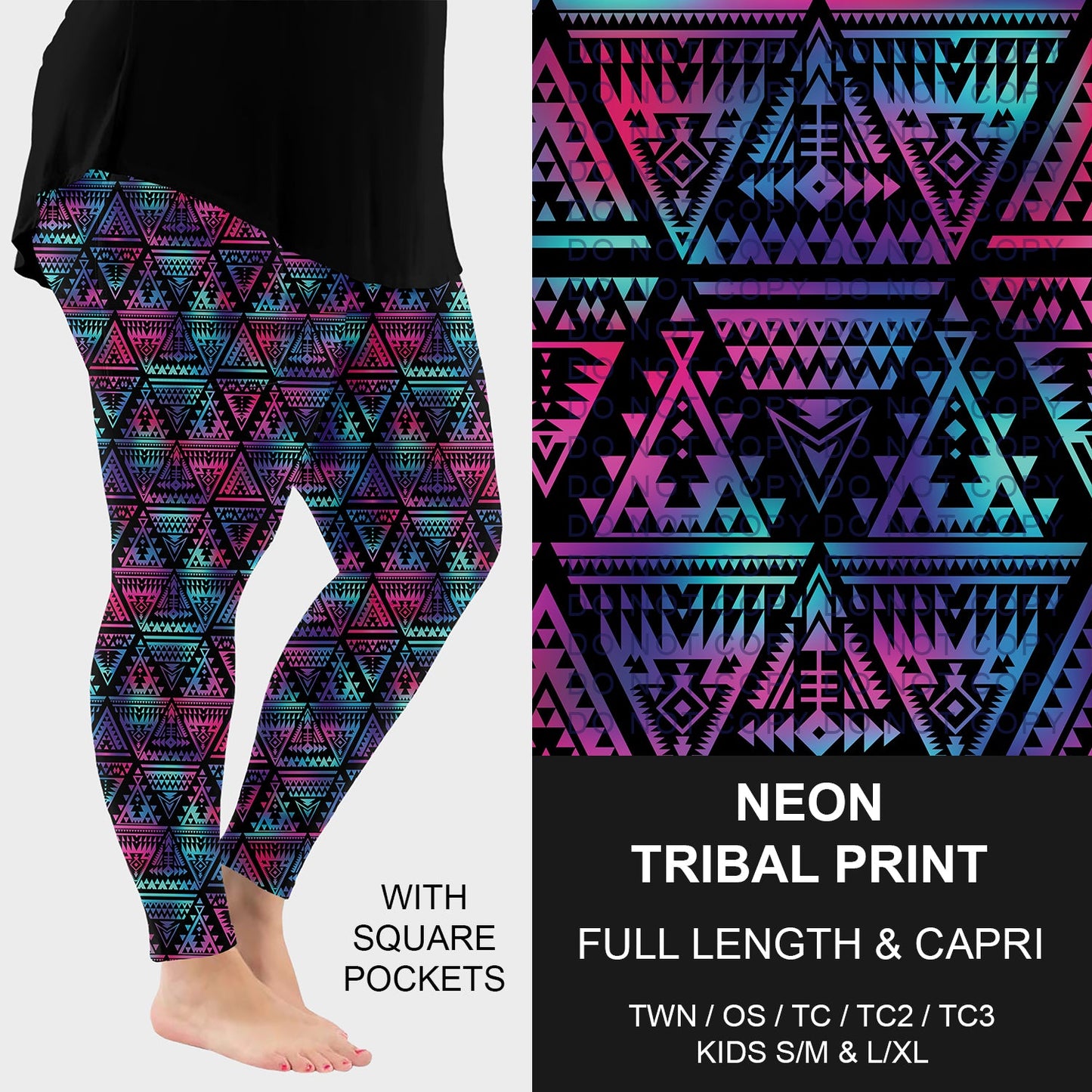 B269 - Preorder Neon Tribal Print Leggings w/ Pockets (Closes 12/28. ETA: early March)