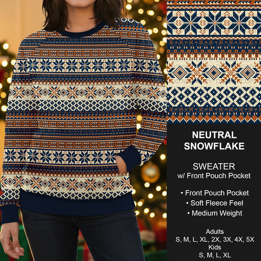 B255 - Preorder Neutral Snowflake Sweater w/ Front Pocket (Closes 10/12. ETA early Dec.)