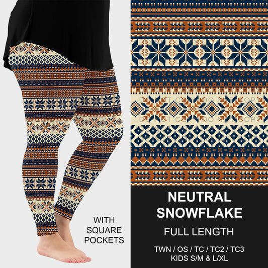 B255 - Preorder Neutral Snowflake Leggings w/ Pockets (Closes 10/12. ETA early Dec.)