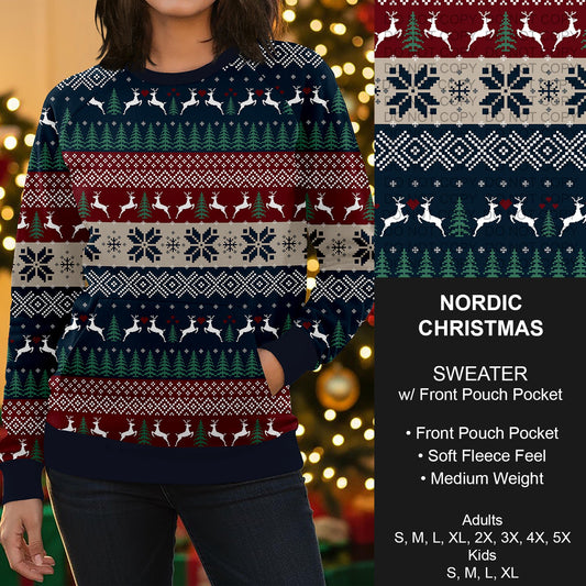 B255 - Preorder Nordic Christmas Sweater w/ Front Pocket (Closes 10/12. ETA early Dec.)