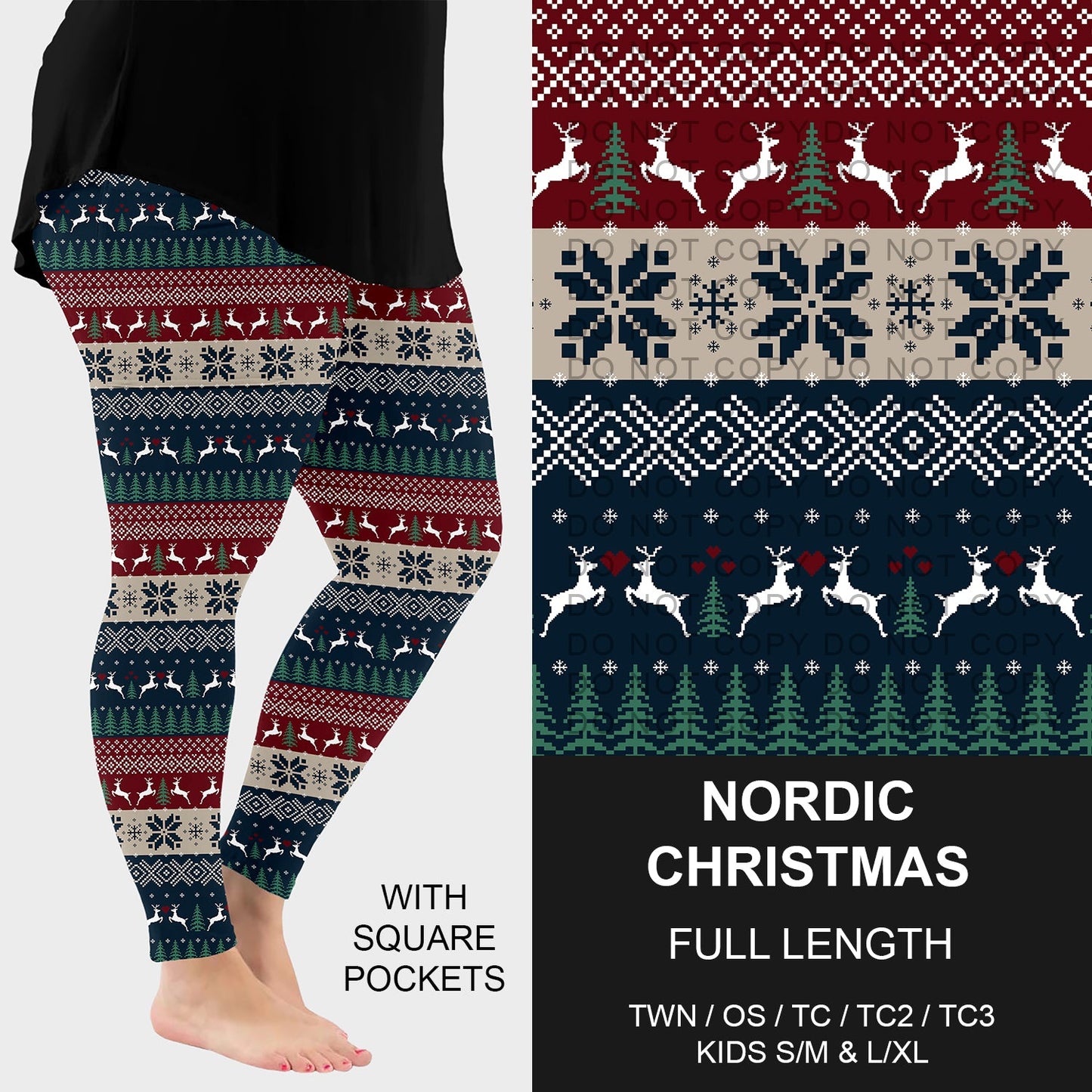 B255 - Preorder Nordic Christmas Leggings w/ Pockets (Closes 10/12. ETA early Dec.)