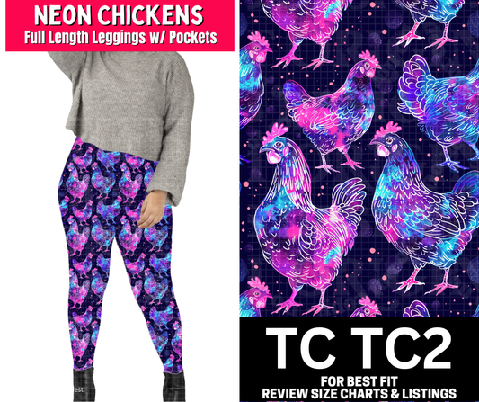Neon Chickens Full Length Leggings w/ Pockets