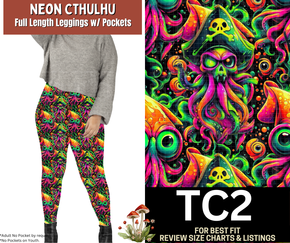 Neon Cthulhu Full Length Leggings w/ Pockets