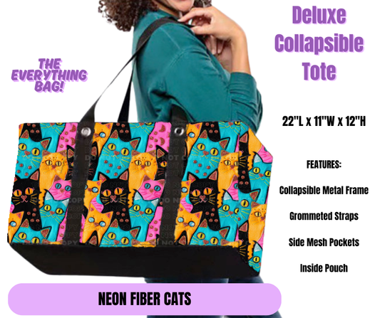Preorder! Closes 5/19. ETA August. Neon Fiber Cats Collapsible Tote