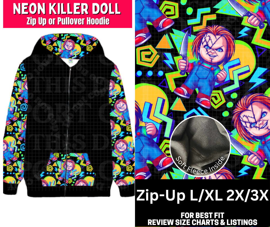 Neon Killer Doll Zip-Up Hoodie