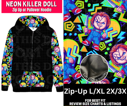 Neon Killer Doll Zip-Up Hoodie