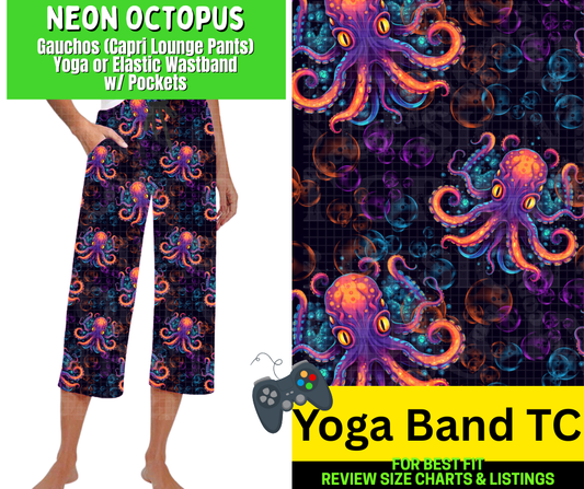 Neon Octopus Capri Gauchos