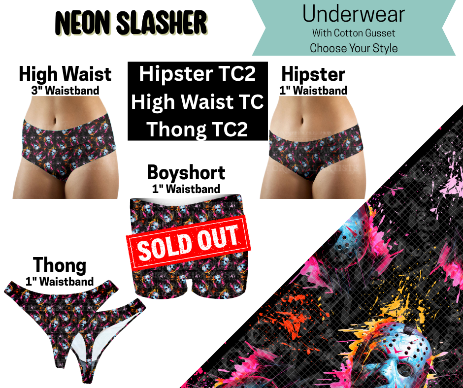 Neon Slasher Hipster, High Waist & Thong Underwear