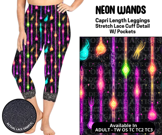 Preorder! Closes 5/12. ETA August. Neon Wands Lace Cuff Capris w/ Pockets