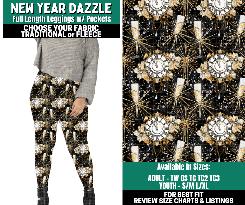 Preorder! Closes 10/27. ETA Jan. New Year Dazzle Leggings Choose Fleece or Traditional