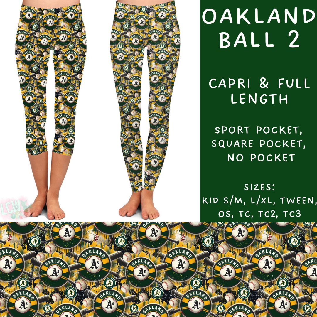 Batch #498 - Strike Out 3 - Closes 3/2 - ETA early May - Oakland Ball 2 Full and Capri Length Leggings - Alonna's Legging Land