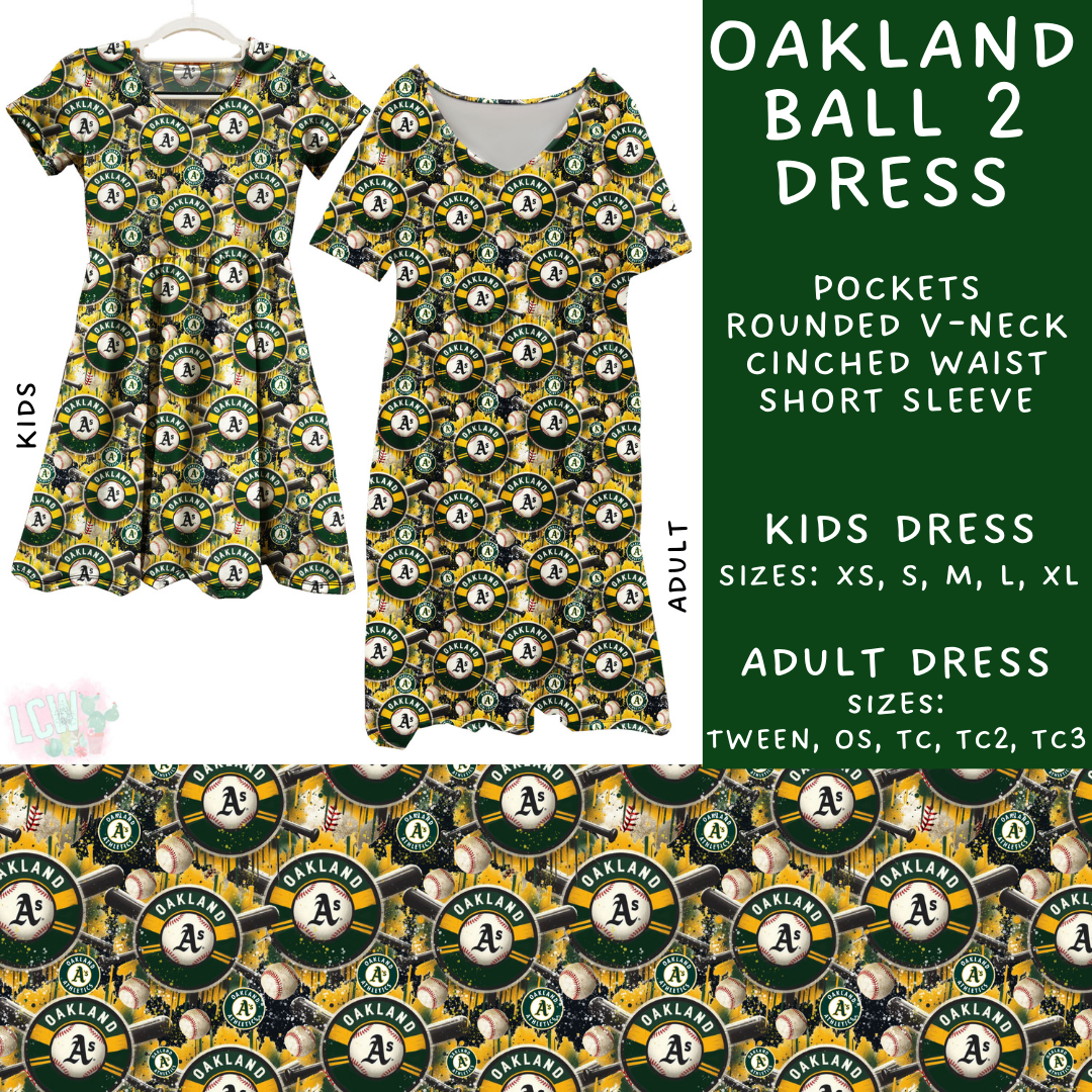 Batch #498 - Strike Out 3 - Closes 3/2 - ETA early May - Oakland Ball 2 Adult & Kids Dresses - Alonna's Legging Land