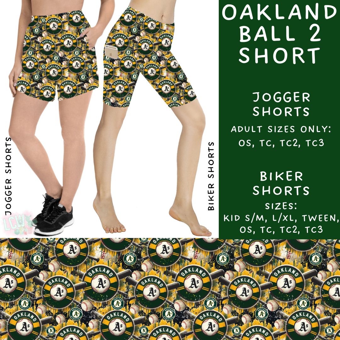 Batch #498 - Strike Out 3 - Closes 3/2 - ETA early May - Oakland Ball 2 Biker & Jogger Shorts - Alonna's Legging Land