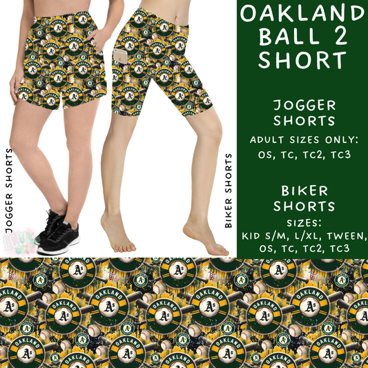 Batch #498 - Strike Out 3 - Closes 3/2 - ETA early May - Oakland Ball 2 Biker & Jogger Shorts - Alonna's Legging Land