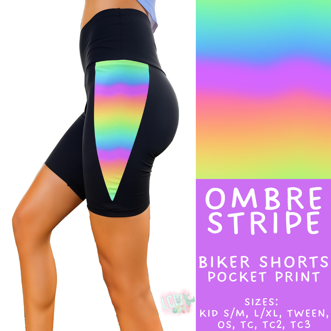 Batch #547 - Set in Style Collection - Closes 6/24 - ETA late August - Ombre Stripe Pocket Print Biker Short