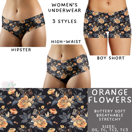 Batch #340 - Comfortable Underwear 4 - Closes 5/16 - ETA early July - Orange Flowers Women's Underwear