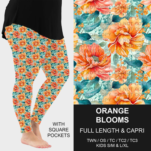 B228 - Preorder Orange Blooms Leggings w/ Pockets (Closes 5/11. ETA: late July)