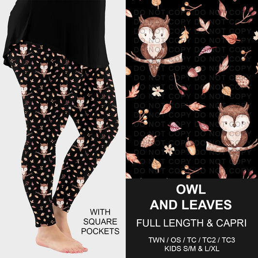 B252 - Preorder Owl and Leaves Leggings w/ Pockets (Closes 9/21. ETA: mid Nov.)