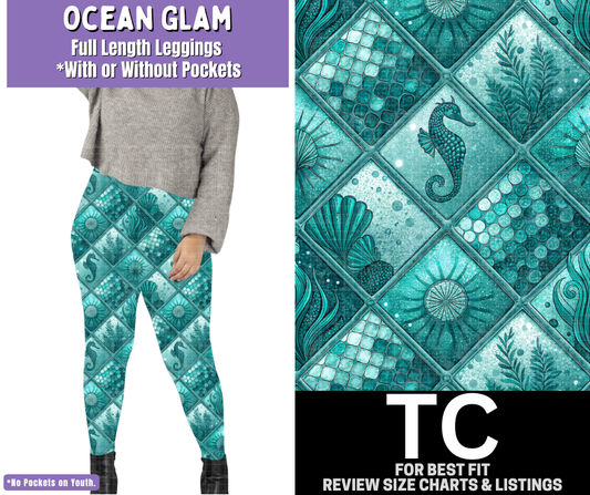 Ocean Glam Full Length Leggings w/ Pockets