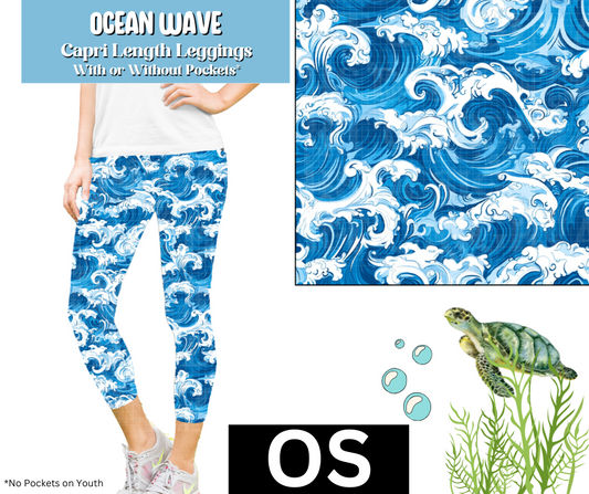 Ocean Wave Capri Length Leggings w/ Pockets