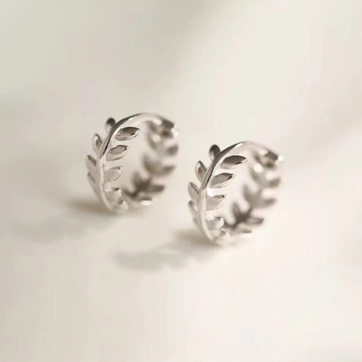 TINY OLIVE LEAVES HOOP EARRINGS (PAIR) - Alonna's Legging Land