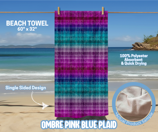 Preorder! Closes 5/15. ETA August. Ombre Pink Blue Plaid Towel