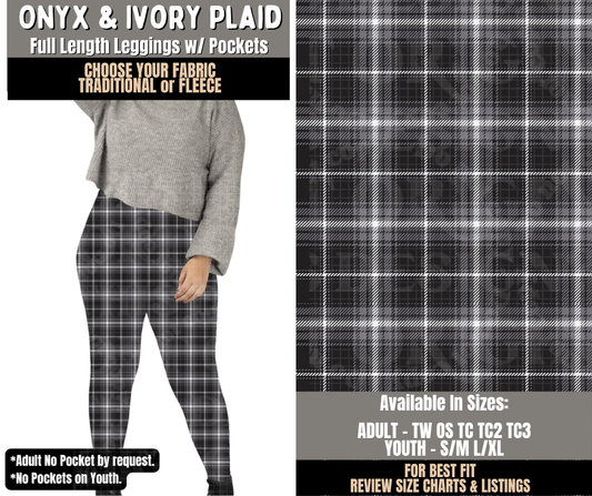 Preorder! Closes 10/28. ETA Jan. Onyx & Ivory Plaid Leggings Choose Fleece or Traditional