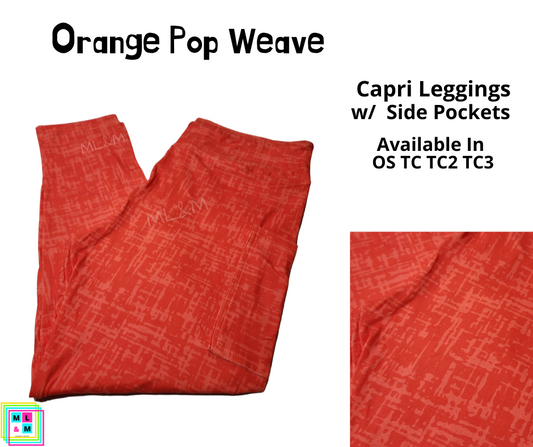 Neon Pop Weave Orange Capri Length w/ Pockets