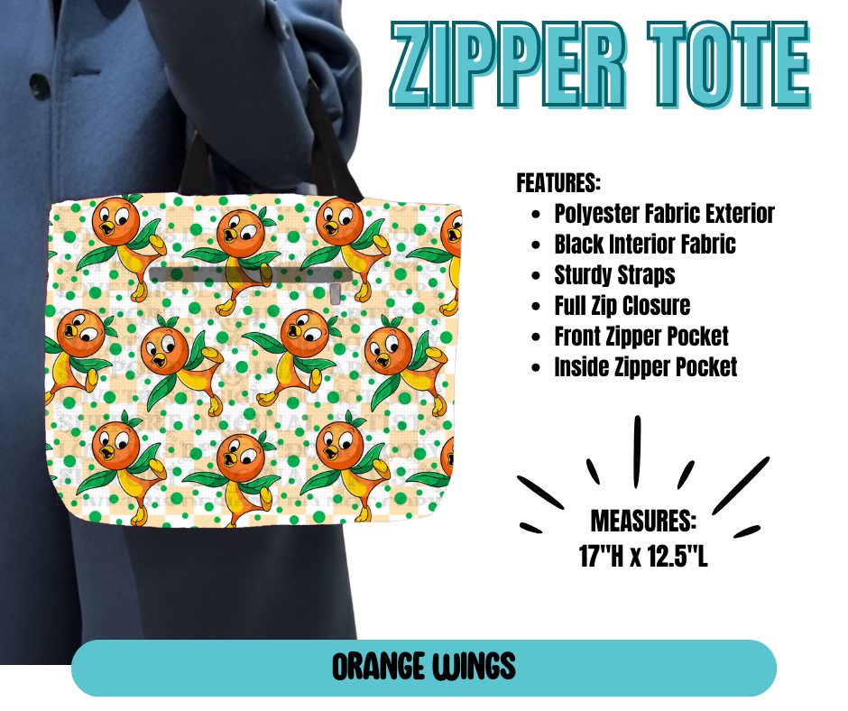 Preorder! Closes 5/21. ETA August. Orange Wings Zipper Tote