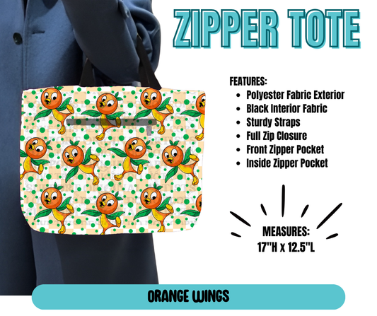 Preorder! Closes 5/21. ETA August. Orange Wings Zipper Tote