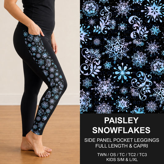 B312 - Preorder Paisley Snowflakes Side Panel Pocket Leggings (Closes 9/13. ETA: mid Nov.)