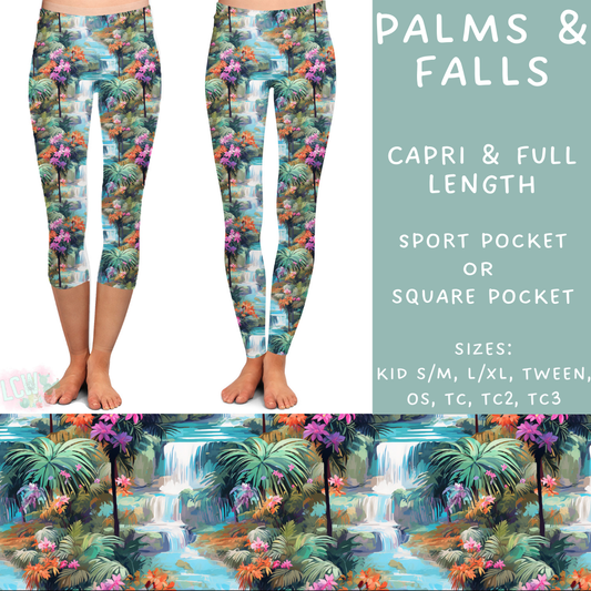 Ready To Ship - Palms & Falls Capri Length Leggings - OS Square Pocket