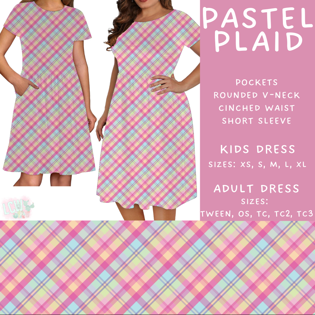 Batch #478 - Bunny Trail Collection - Closes 1/12 ETA - Early March - Pastel Plaid Adult & Kids Dresses