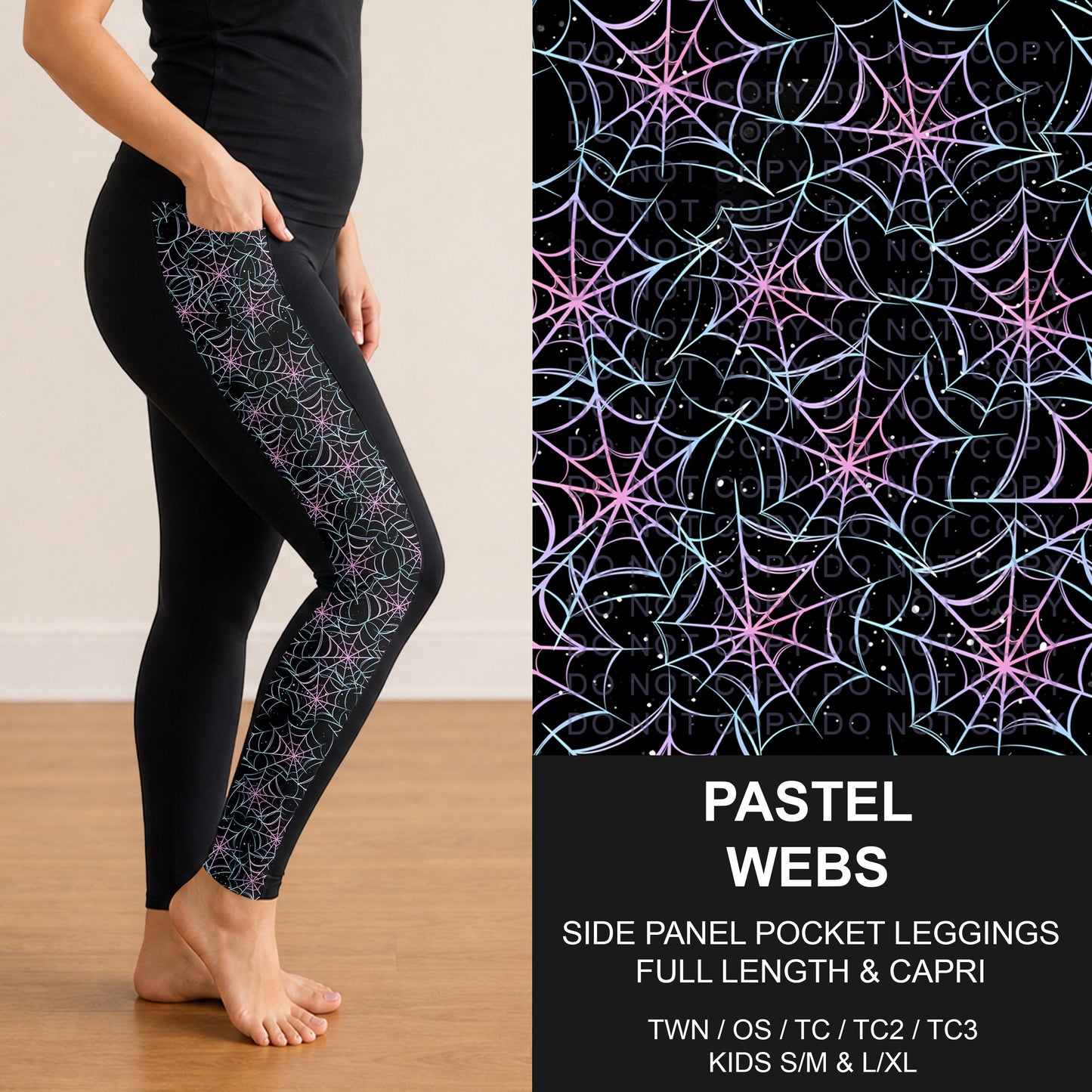 B297 - Preorder Pastel Webs Side Panel Pocket Leggings (Closes 6/28. ETA: early Sept.)