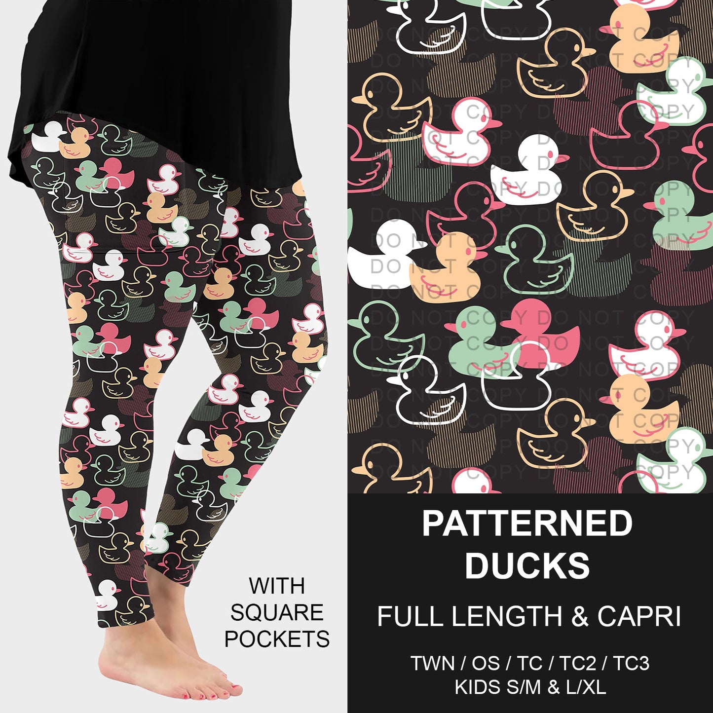 B293 - Preorder Patterned Ducks Leggings w/ Pockets (Closes 5/31. ETA: early Aug.)