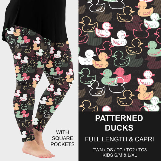 B293 - Preorder Patterned Ducks Leggings w/ Pockets (Closes 5/31. ETA: early Aug.)